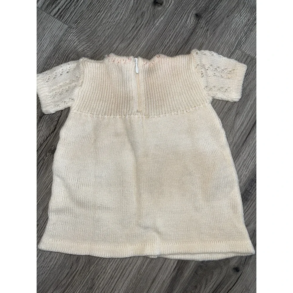Vintage Neiman Marcus Made In Spain Knit/crochet Baby Dress, Sweater & Bonnet‎